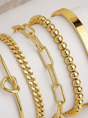 Anthropologie New! 14K Gold Plated Bracelet Stack Set